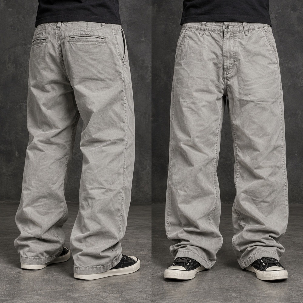 30x31 Beige Straight Wide Leg Skater Pants Y2K Grunge Vintage 2000s